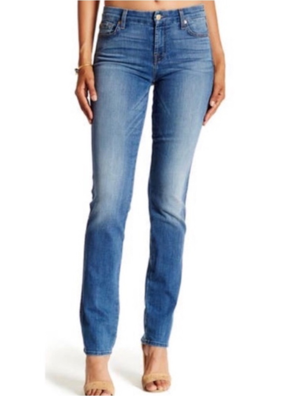 7 For All Mankind Kara Straight Leg Jeans Size 25 Light Blue Wash Classic Denim